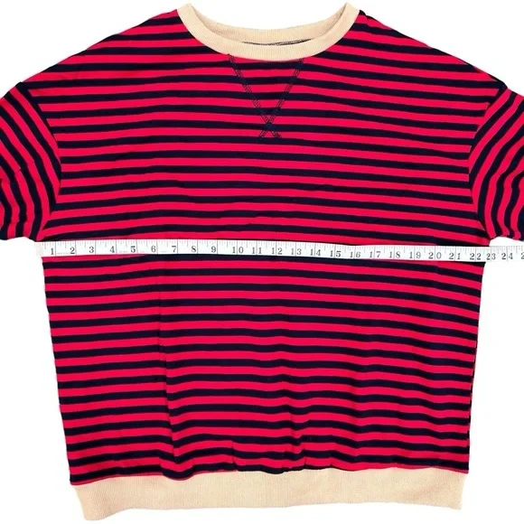 NWT Labolliy Women’s Red Striped Oversized Sweatshirt - Picture 12 of 16